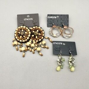Chicos Earrings Womens Lot Of Three Pairs Beaded Dangles Multicolor‎ Pierced Ear